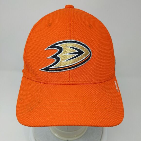 Adidas Aeroready Anaheim Ducks Fitted Hat Orange Embroidered Logo NHL - Picture 2 of 9